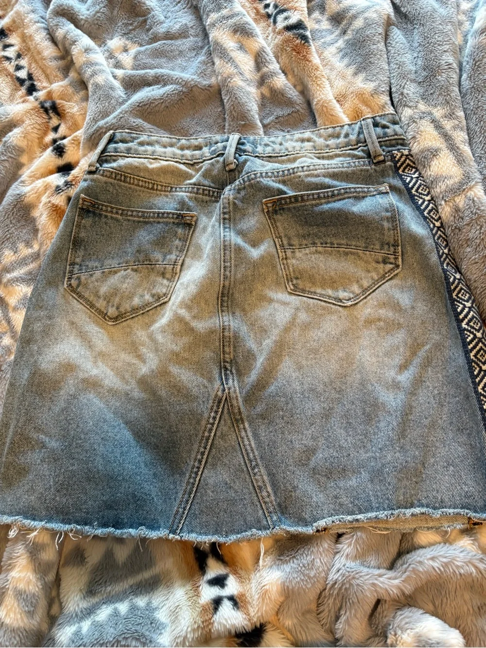 DRIFTWOOD faded blue button-front denim skirt